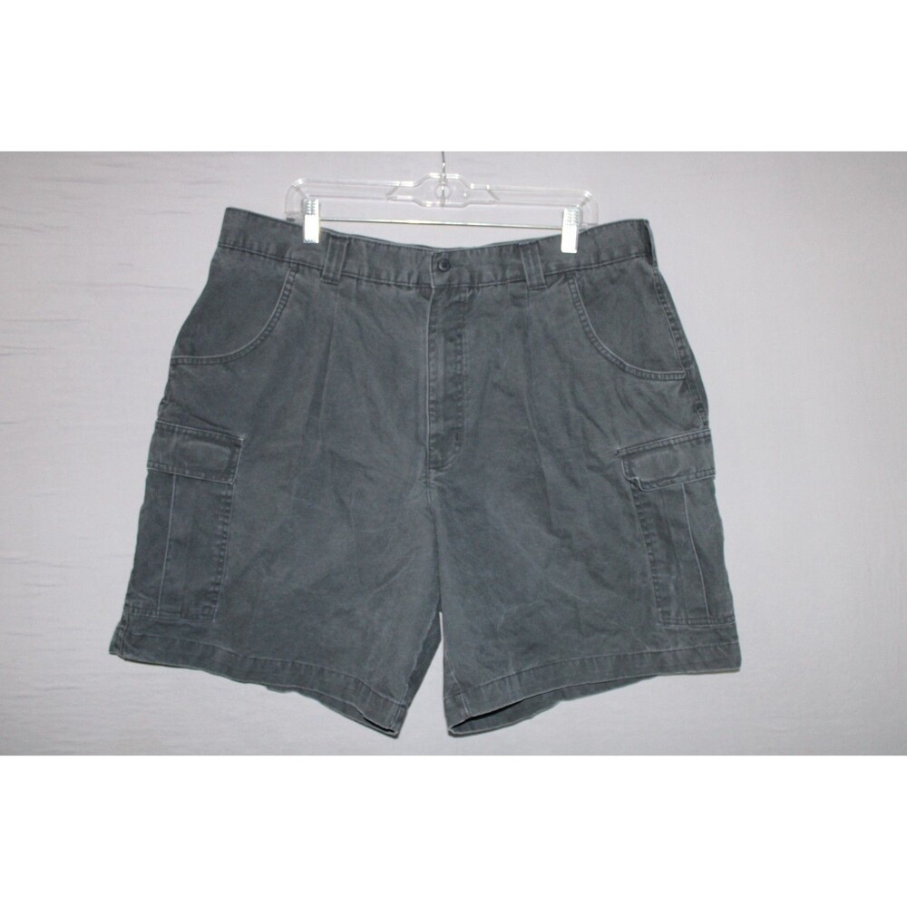 Gulf Traders Chino Cargo Shorts Single Pleat Shorts Faded Gray Green Casual 40